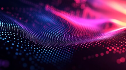 Aufkleber - Abstract digital wave of particles. Pink, blue, and purple colors.