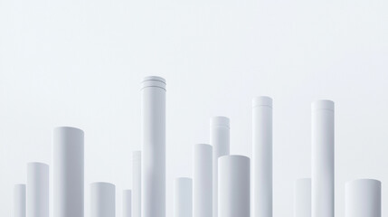 Fototapete - Minimalist white cylindrical structures create serene atmosphere