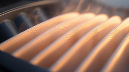 Leinwandbilder - Close up of textured surface with soft lighting, showcasing fine lines and patterns. warm glow enhances intricate details