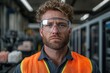 © Balaraw - Portrait of a focused male factory worker wearing safety glasses and a high-visibility vest