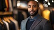 © rookielion - A dapper gentleman confidently poses a sleek tailored jacket showcasing elegance an urban setting