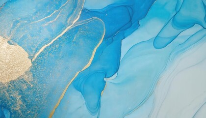 Aufkleber - fluid blue marble texture with golden accents for luxury branding, digital art, or abstract design inspiration