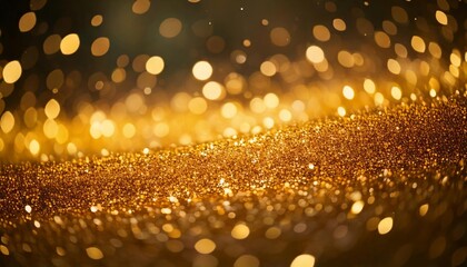 Gold light shiny bokeh abstract blur background with bright round defocus golden pattern