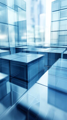 Fototapete - Abstract glass cubes are forming a futuristic cityscape, creating a modern and innovative architectural landscape