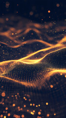 Aufkleber - Abstract background with golden particles floating and creating wave patterns, perfect for technology and innovation concepts