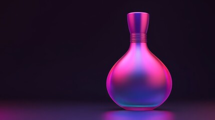 Wall Mural - Elegant abstract bottle with vibrant purple and pink hues on a dark background for artistic and decorative purposes