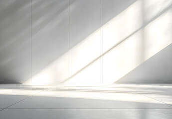 Wall Mural - white wall with soft light streaks and shadow.