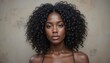 © Crazy Dark Queen - Beautiful Woman with Natural Afro Curly Hair on a Neutral Background