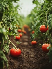 Wall Mural - Freshly harvested tomatoes in a well-tended garden.