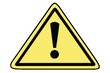 © Manik Mia - Yellow warning sign, black exclamation mark, triangular shape, hazard symbol, caution icon, industrial safety, bold graphic design, high contrast, minimalist, attention-grabbing, universal symbol,  ef