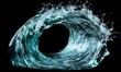 © Azril - Teal ocean wave curl isolated on black.