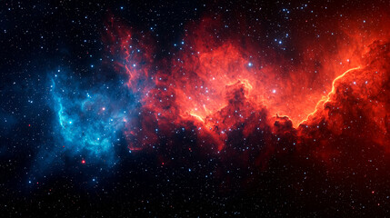Wall Mural - Cosmic Nebula: A Symphony of Red and Blue in the Vast Universe