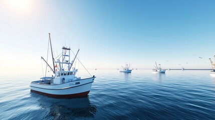 Poster - Fishing Fleet at Dawn