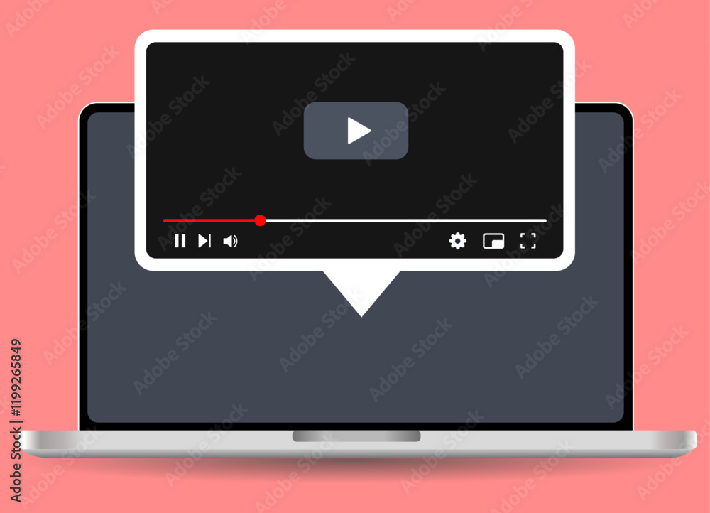 Social media video player screen template, mobile video player. Video ...