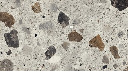 Poster - Close up of terrazzo texture.  Grey and brown speckled surface.