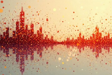 Wall Mural - abstract cityscape reflection a symphony of light and color in dotted form
