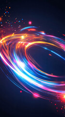 Aufkleber - Vibrant light streaks spiraling, merging into dynamic vortex against deep darkness, generating intense visual energy and movement