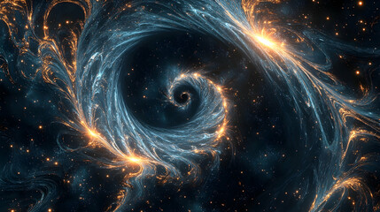 Wall Mural - artistic representation of a wormhole with glowing edges and swirling patterns in a cosmic deep spac