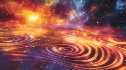 Wall Mural - artistic representation of energy waves in space with glowing ripples and sharp patterns, set in a v