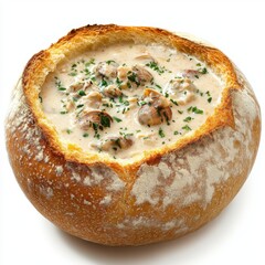 Wall Mural -  England Clam Chowder in a Sourdough Bread