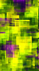 Poster - Green and purple rectangles intersect and overlap, creating a modern art background with a textured, abstract design