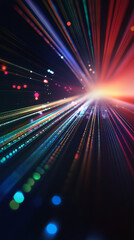 Aufkleber - Glowing fiber optic cables transmitting high-speed digital data with vibrant illumination