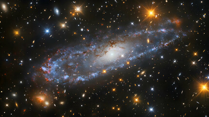 Wall Mural - space telescope capturing distant galaxies with detailed nebulae and vibrant star clusters in the de