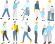 © MerciArtworks - Vector Icon Set Illustrations - Various people - Various actions - Vector Icon Set Illustrations-Icon set of people performing various movements such as looking, listening, walking, etc.