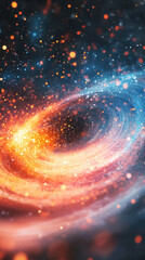 Poster - Mesmerizing cosmic display of a spiral galaxy with glowing particles, creating a breathtaking celestial spectacle