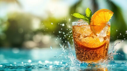 Wall Mural - Refreshing Summer Iced Tea by the Pool