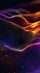 Aufkleber - Flowing digital wave particles create vibrant, colorful lines in a dark cyberspace, illuminating the essence of modern technology and communication