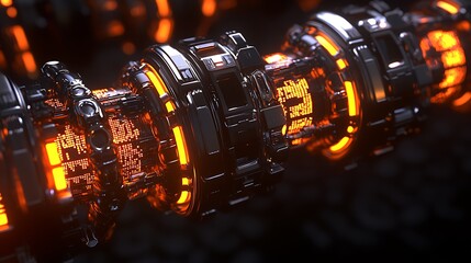 A glowing futuristic eye reflecting dynamic holographic data structures and digital code streams in a dark setting