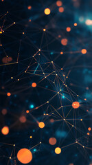 Fototapete - Luminous network grid connecting glowing nodes, representing digital communication infrastructure