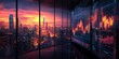 Advanced executive workspace with glowing charts and dashboards summarizing key metrics