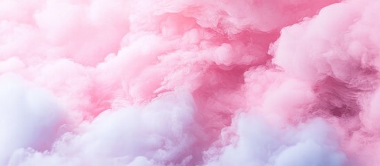 Wall Mural - pink and light blue fluffy cloudy sky background with soft pastel hues ideal for text overlay in ser