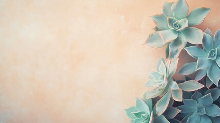 Sticker - Desert succulent plant background with minimalist composition and empty space for text or design. Close-up top view texture.