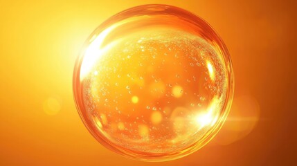 Wall Mural - warm orange bokeh sphere with soft light reflections and air bubbles against a vintage textured back