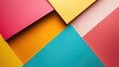 © VRVisionary - Vibrant Geometric Composition of Colorful Slanting Shapes in Pink Yellow Orange and Teal with Copy Space for Text on Layered Background