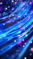Leinwandbilder - Swirling blue and purple glowing lines and particles create a dynamic and futuristic digital space, perfect for technology or science-related projects