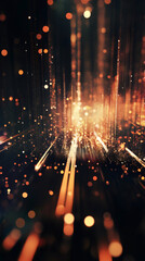 Fototapete - Glimmering golden particles rising, streaming against dark backdrop, generating mystical ethereal ambiance