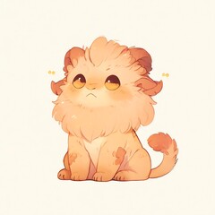 Canvas Print - Adorable Fluffy Lion Cub Illustration