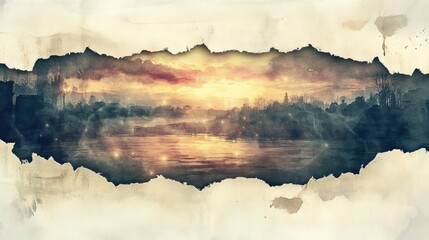 Wall Mural - Serene Landscape at Dusk with Reflections and Soft Light Effects