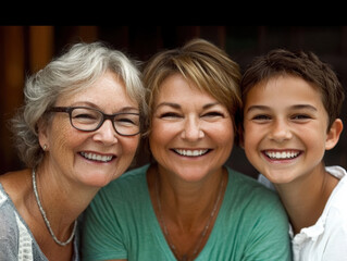 portrait of three generations of women