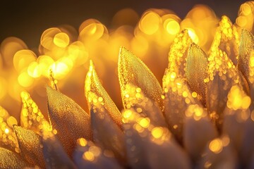 Poster - Golden Petals Glowing in Warm Light Abstract Background