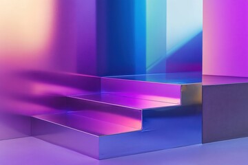 Poster - Vibrant Purple Blue Gradient Steps Modern Abstract Background