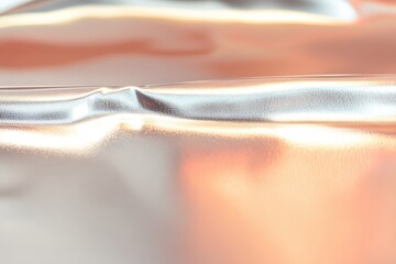 Poster - Elegant Rose Gold Metallic Fabric Texture Background Soft Light Shimmering Waves Drape