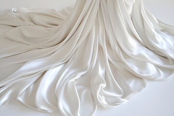 Fototapete - Elegant Draped White Silk Fabric Soft Texture Background
