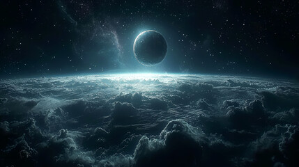 Wall Mural - Cosmic Landscape: A Journey Through the Celestial Clouds and Stars