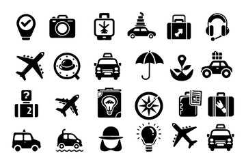 Wall Mural - Minimalist Icons for Travel and Transportation