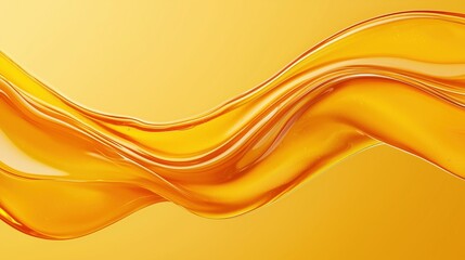 Wall Mural - smooth thick golden liquid waves with bubbles, flow of honey, syrup or oil golden background